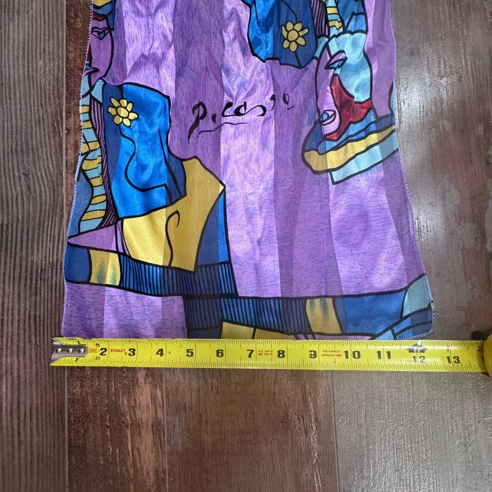 Picasso Inspired Art Scarf Set Cubist Portrait Square & Long Sheer Bundle